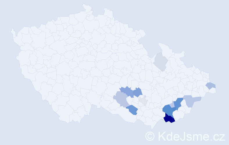 Příjmení: 'Frolek', počet výskytů 43 v celé ČR