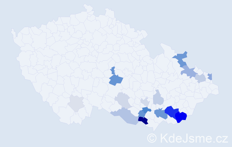 Příjmení: 'Mikulinec', počet výskytů 57 v celé ČR