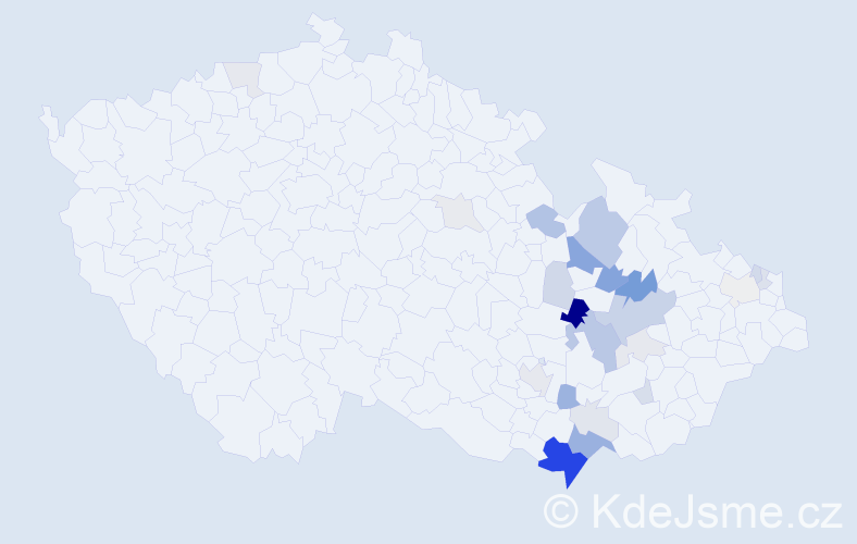 Příjmení: 'Mrákavová', počet výskytů 74 v celé ČR