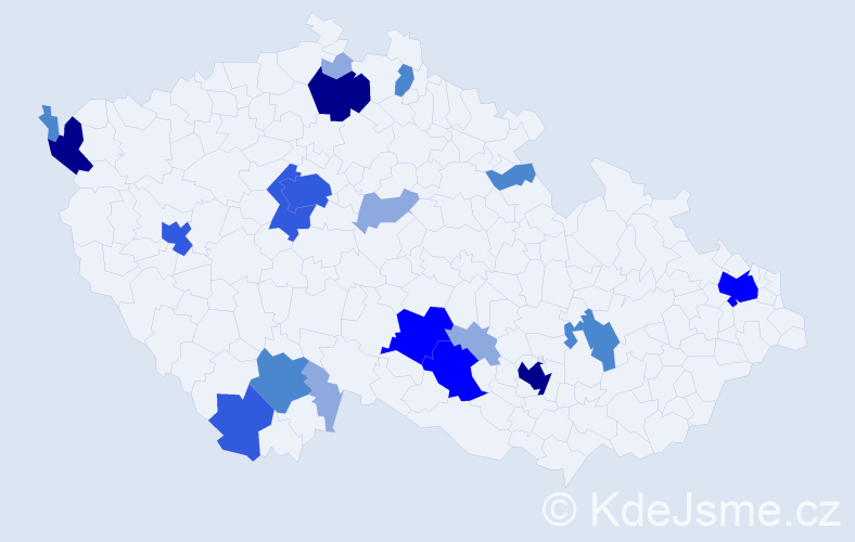 Příjmení: 'Wildmannová', počet výskytů 53 v celé ČR