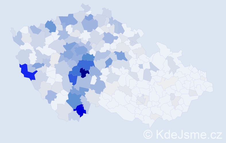 Příjmení: 'Votruba', počet výskytů 837 v celé ČR