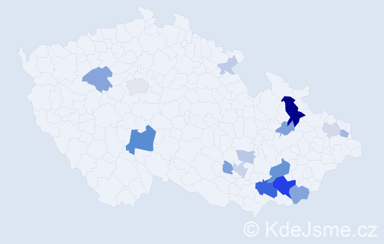 Příjmení: 'Kostrůnková', počet výskytů 46 v celé ČR