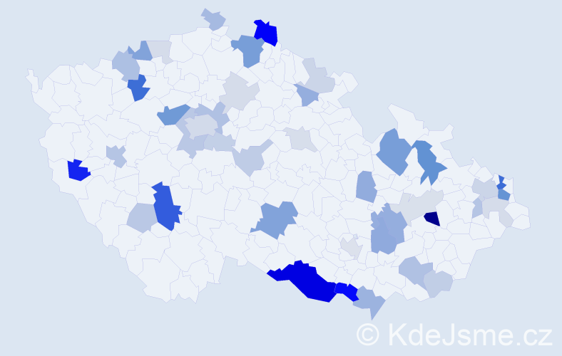 Příjmení: 'Kochan', počet výskytů 115 v celé ČR