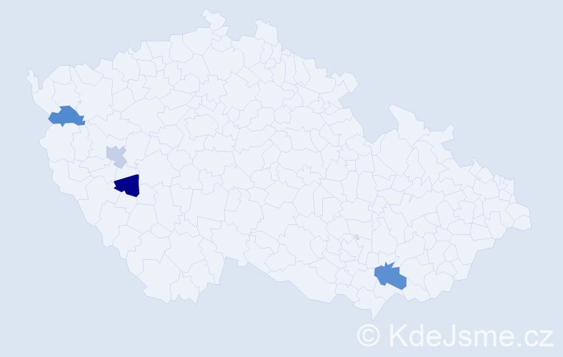 Příjmení: 'Cverk', počet výskytů 5 v celé ČR