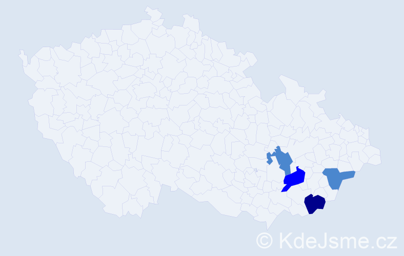 Příjmení: 'Havierová', počet výskytů 7 v celé ČR