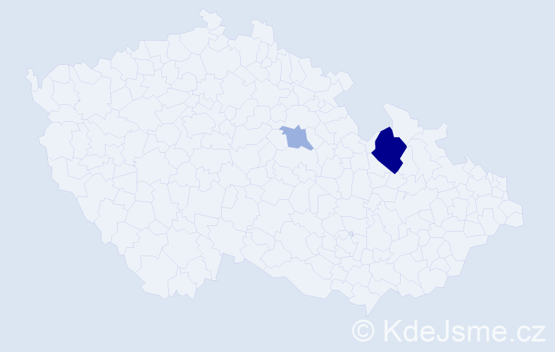Příjmení: 'Kreiža', počet výskytů 5 v celé ČR