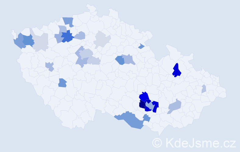 Příjmení: 'Volánek', počet výskytů 99 v celé ČR