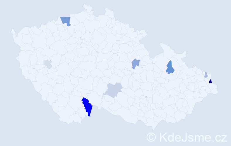 Příjmení: 'Bielek', počet výskytů 16 v celé ČR