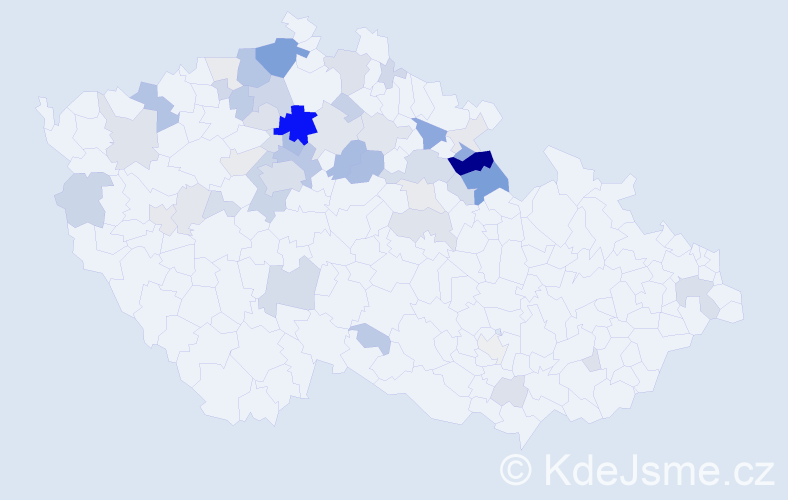 Příjmení: 'Řízek', počet výskytů 165 v celé ČR