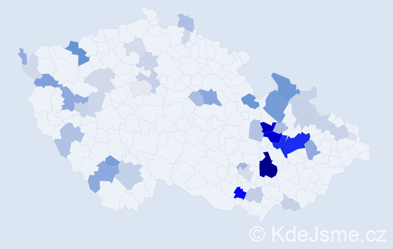 Příjmení: 'Škůrková', počet výskytů 128 v celé ČR