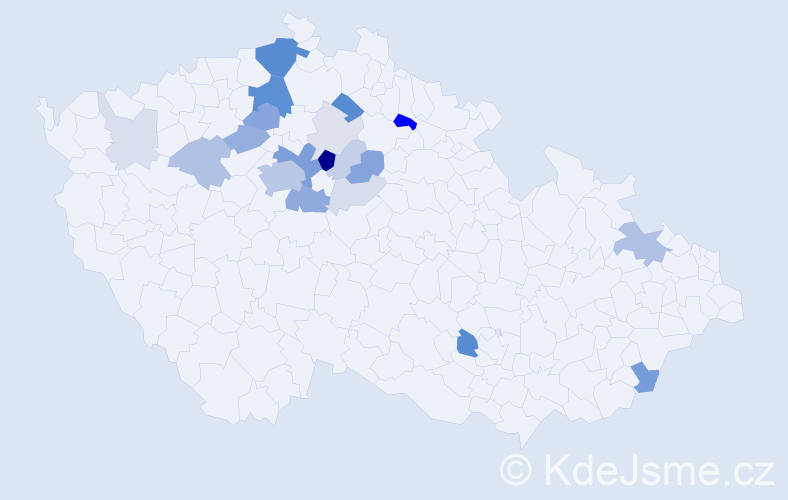Příjmení: 'Cucová', počet výskytů 77 v celé ČR