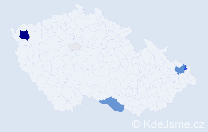 Příjmení: 'Dudziaková', počet výskytů 17 v celé ČR