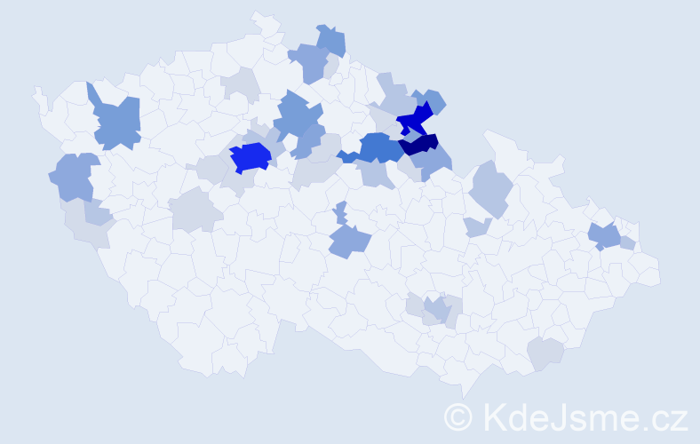 Příjmení: 'Henclová', počet výskytů 127 v celé ČR