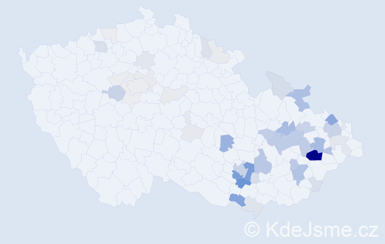 Příjmení: 'Klanica', počet výskytů 185 v celé ČR