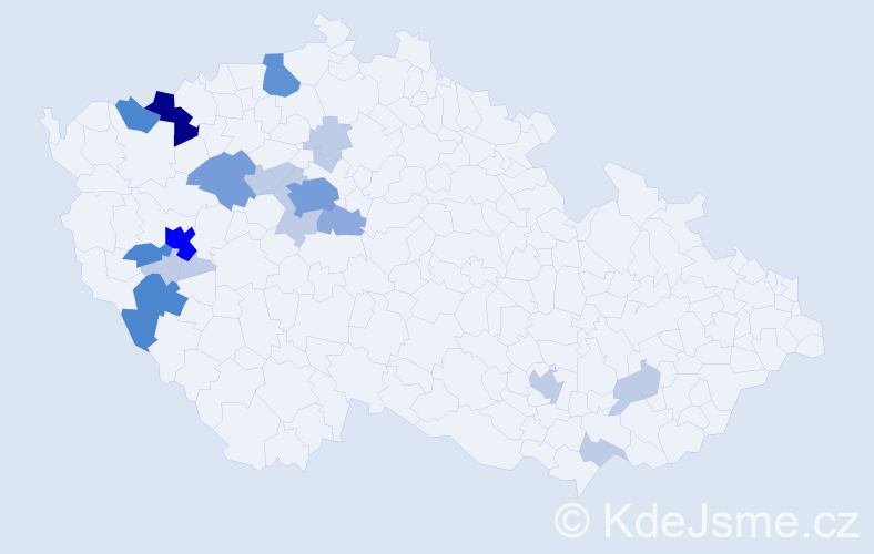 Příjmení: 'Bardounová', počet výskytů 54 v celé ČR