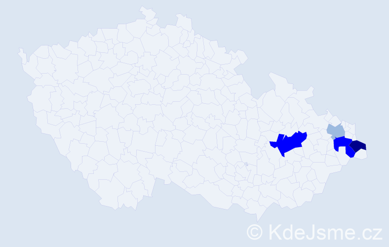 Příjmení: 'Prokeszová', počet výskytů 11 v celé ČR