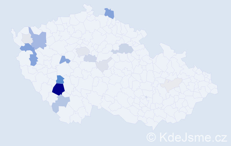 Příjmení: 'Bažata', počet výskytů 64 v celé ČR