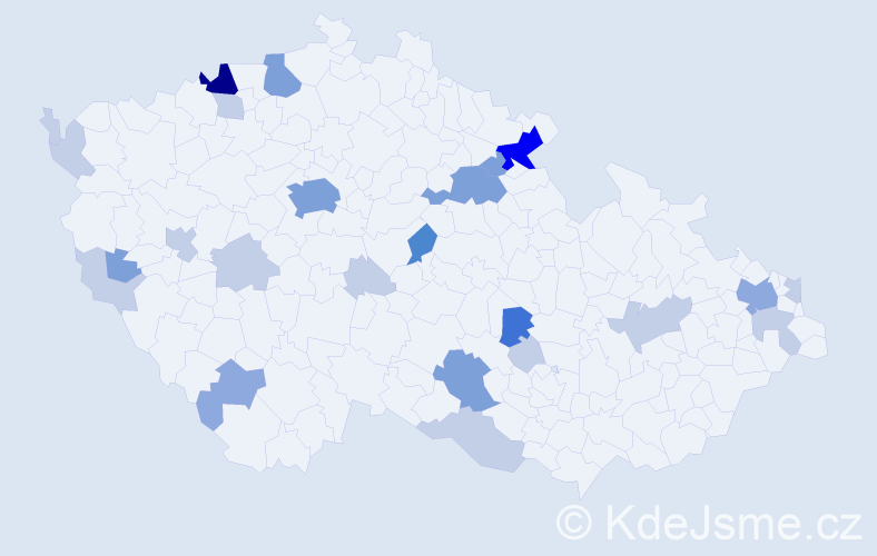 Příjmení: 'Cisárová', počet výskytů 65 v celé ČR