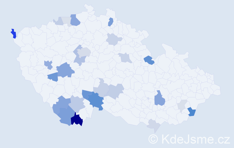 Příjmení: 'Kadič', počet výskytů 75 v celé ČR