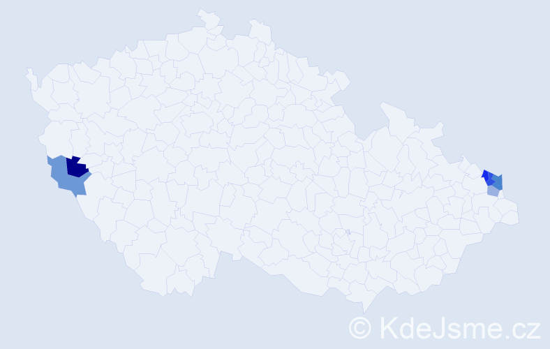 Příjmení: 'Chojnová', počet výskytů 18 v celé ČR
