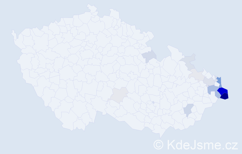 Příjmení: 'Zawada', počet výskytů 66 v celé ČR
