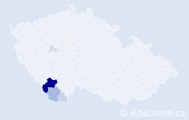 Příjmení: 'Jiraň', počet výskytů 29 v celé ČR