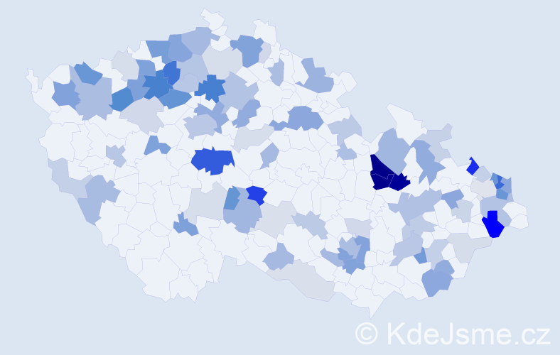 Příjmení: 'Milková', počet výskytů 244 v celé ČR