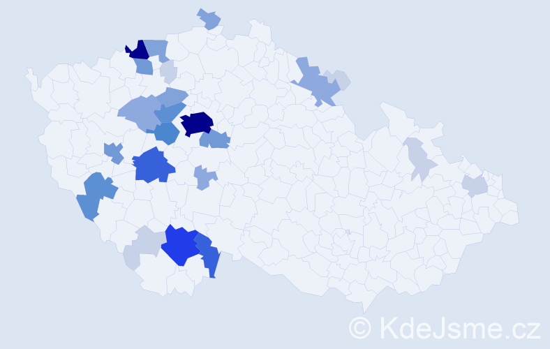 Příjmení: 'Dudáček', počet výskytů 96 v celé ČR