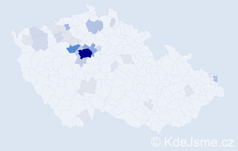 Příjmení: 'Kloubek', počet výskytů 90 v celé ČR