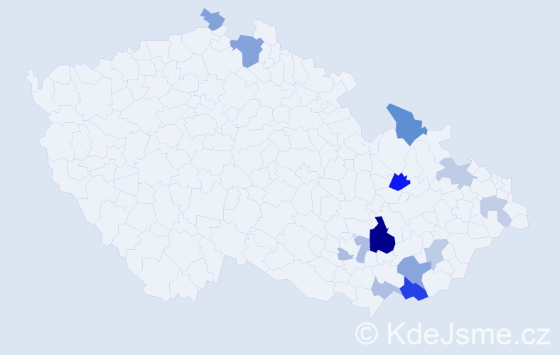 Příjmení: 'Honelová', počet výskytů 24 v celé ČR