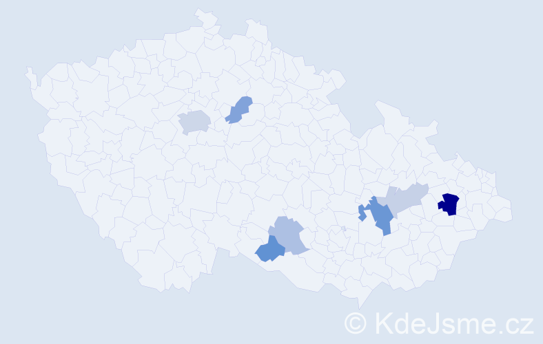 Příjmení: 'Kemel', počet výskytů 17 v celé ČR