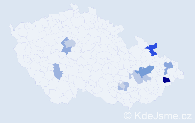 Příjmení: 'Šmidák', počet výskytů 32 v celé ČR