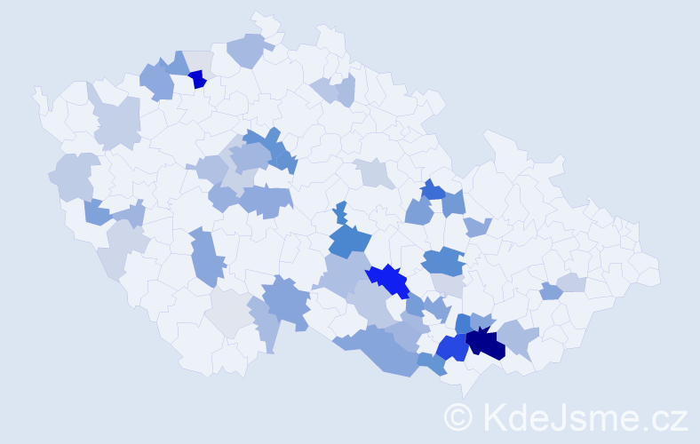 Příjmení: 'Rauš', počet výskytů 172 v celé ČR