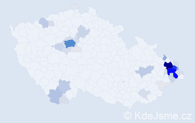 Příjmení: 'Kroček', počet výskytů 174 v celé ČR