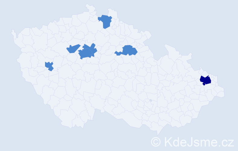 Příjmení: 'Pugach', počet výskytů 9 v celé ČR