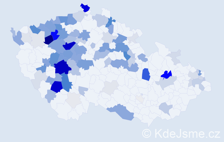 Příjmení: 'Bryndová', počet výskytů 397 v celé ČR