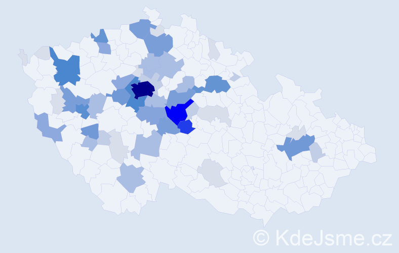 Příjmení: 'Končelová', počet výskytů 212 v celé ČR