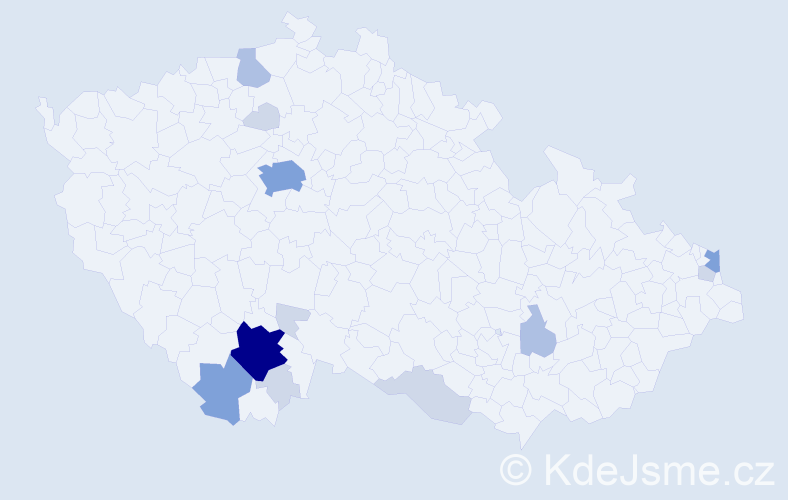 Příjmení: 'Frojda', počet výskytů 36 v celé ČR