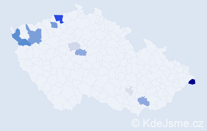 Příjmení: 'Maxim', počet výskytů 21 v celé ČR