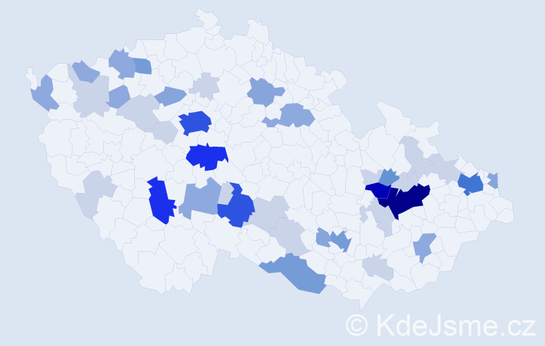 Příjmení: 'Krajcová', počet výskytů 123 v celé ČR