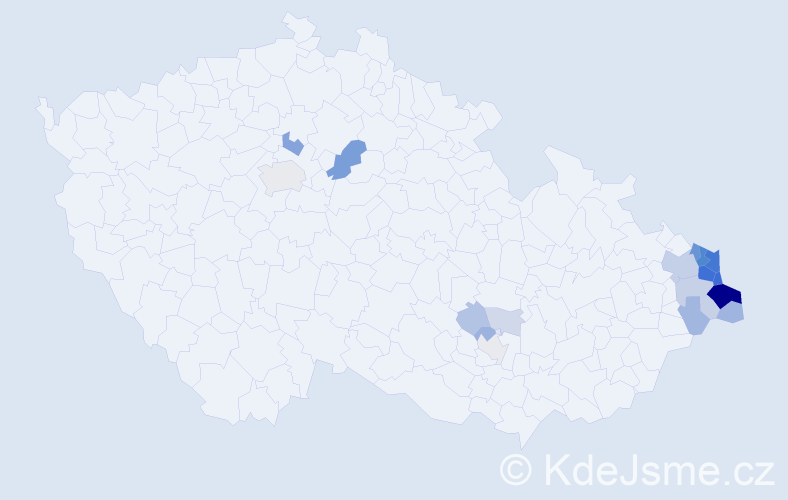 Příjmení: 'Malysz', počet výskytů 71 v celé ČR
