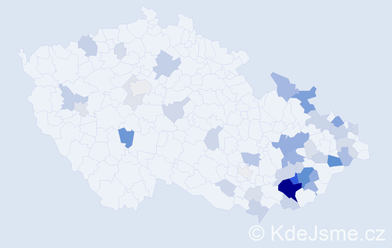 Příjmení: 'Hoferek', počet výskytů 208 v celé ČR