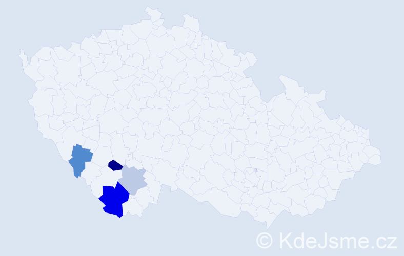 Příjmení: 'Kintzlová', počet výskytů 6 v celé ČR
