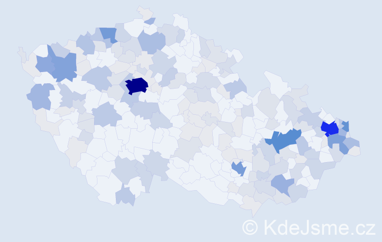 Příjmení: 'Kollárová', počet výskytů 542 v celé ČR