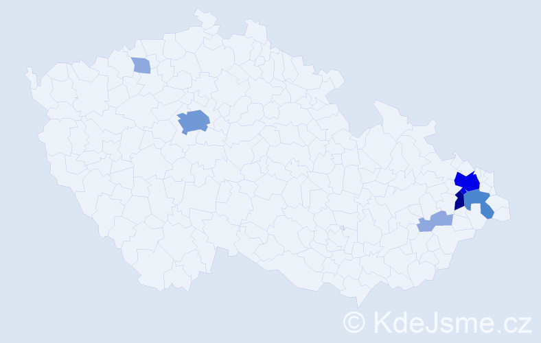 Příjmení: 'Velhuda', počet výskytů 19 v celé ČR