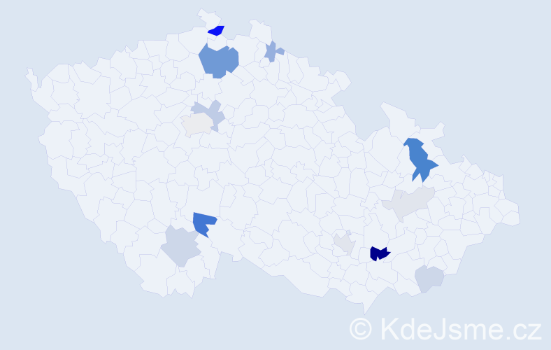 Příjmení: 'Pištolová', počet výskytů 33 v celé ČR