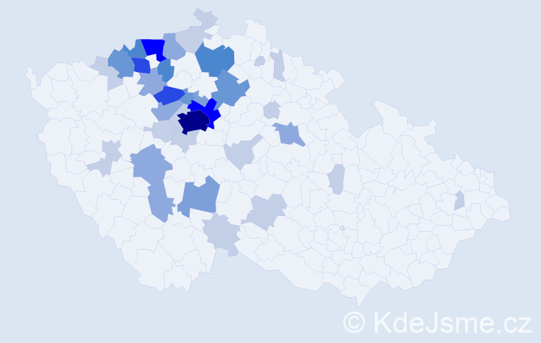 Příjmení: 'Srbek', počet výskytů 101 v celé ČR