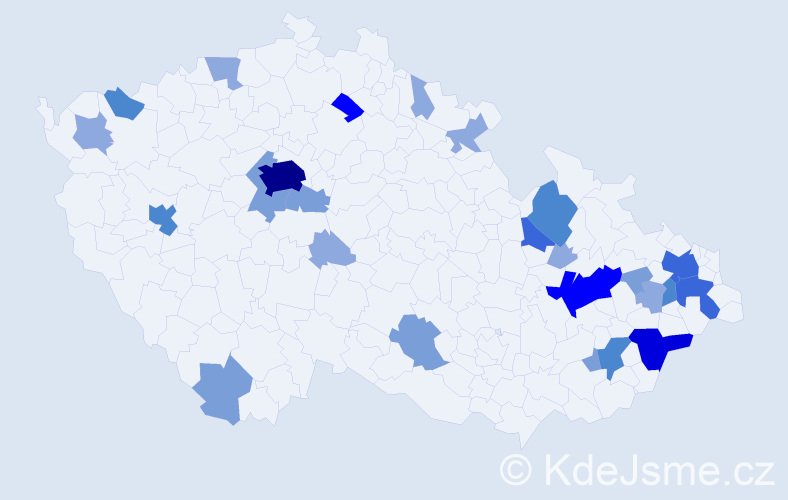 Příjmení: 'Jakob', počet výskytů 69 v celé ČR