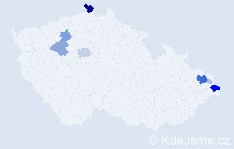 Příjmení: 'Kanderová', počet výskytů 25 v celé ČR