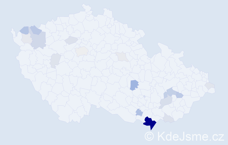 Příjmení: 'Kruták', počet výskytů 59 v celé ČR